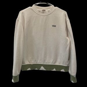 Vans Vandalia Crewneck Pullover Sweatshirt Cream Green Dip Dye